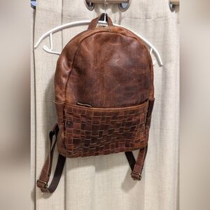 Boho Leather Backpack, lots of pockets!
